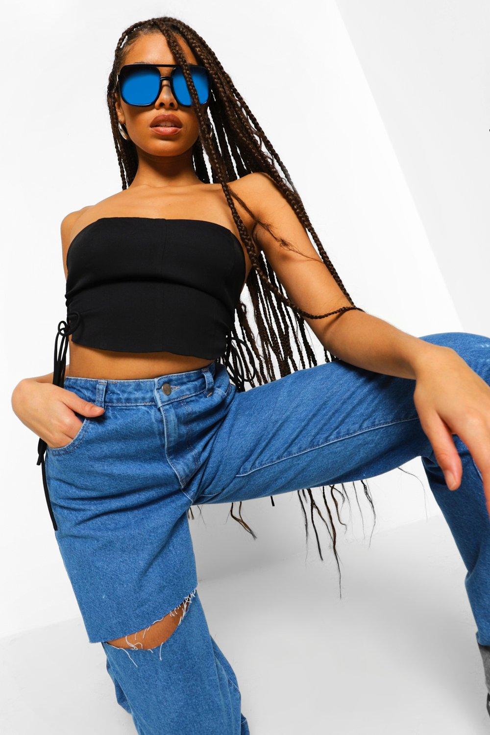 Open knee hot sale boyfriend jeans